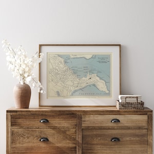 Mapa vintage de Falmouth Cornwall, impresión de mapas antiguos, descarga digital de la pared de la galería, obras de arte de viaje