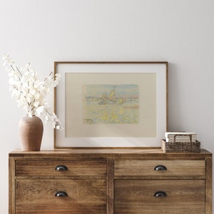 Printable Wall Art, Nautical Boat Sketch, Coastal Gallery Wall, Printable Digital Download image 1