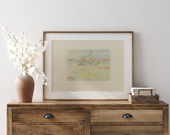 Printable Wall Art, Nautical Boat Sketch, Coastal Gallery Wall, Printable Digital Download