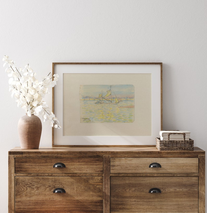 Printable Wall Art, Nautical Boat Sketch, Coastal Gallery Wall, Printable Digital Download image 1