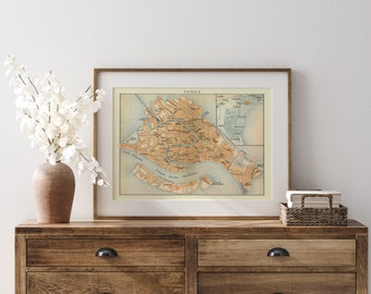 Venice Map, Printable Art, Map Print Wall Art, Digital Download