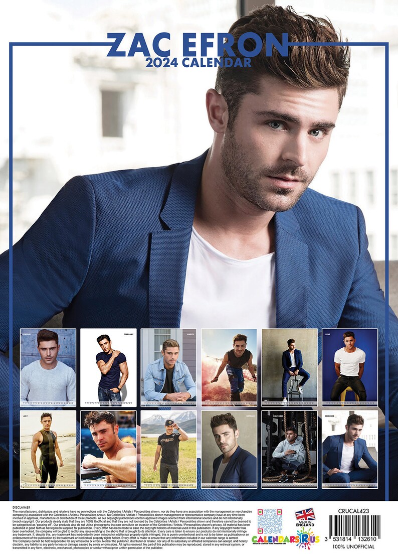 Zac Efron Calendar 2025 Etsy