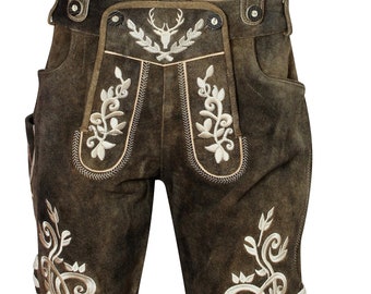 Costume Oktoberfest Uomo - Lederhosen Tradizionali In Pelle Scamosciata