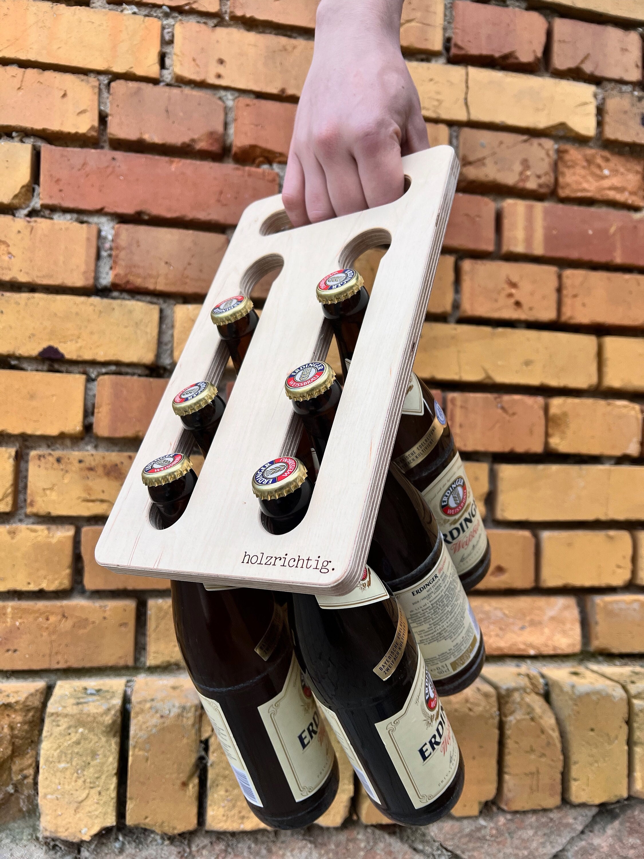 Portabottiglie In Legno Per 6 Birre | Borsa Uomo/Sixpack In Compensato Di Betulla - Fatto In Austria, Idea Regalo Originale - 4