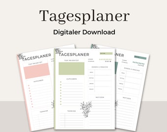 Tagesplaner Bundle, To Do Listen Printables, Instant Download, Mein Tagesplan, Digitaler Download, Planer Deutsch
