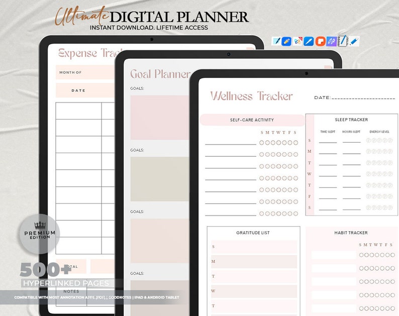 2025 Minimalist All in One Ultimate Digital Planner 2025 Digital