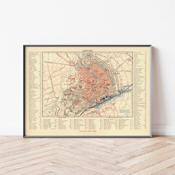 Poster Map Erfurt | Vintage city map 19th century