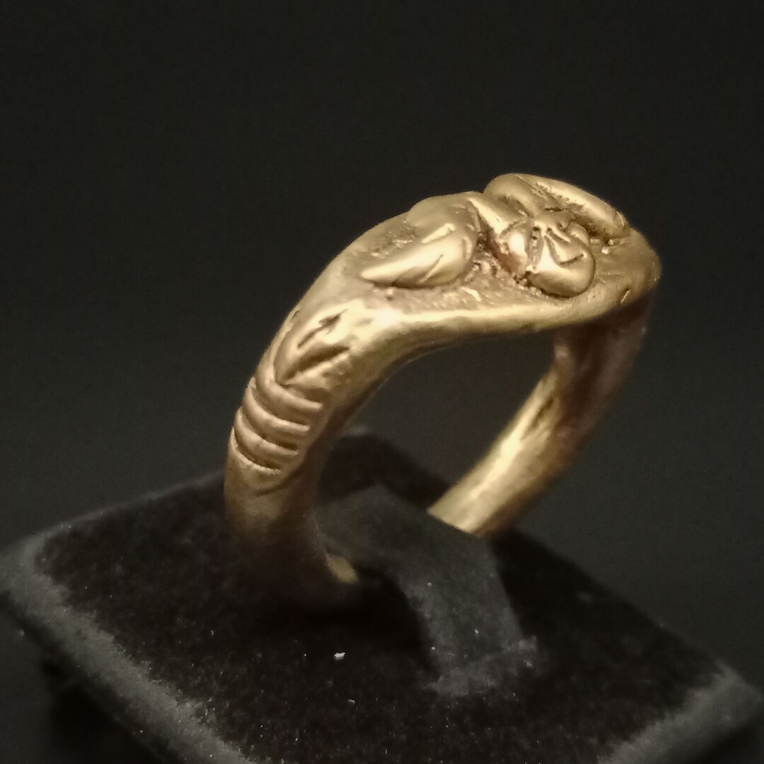 Ancient Greek Ring, Snake Engraved Brass Ring, Roman Style Raw Bronze Ring, Minimalist Dainty