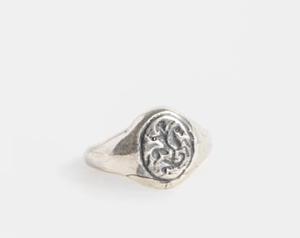 Hammered Cast Silver Ring: Ancient Roman Style, Adjustable