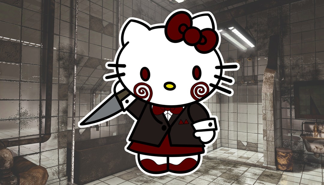 Hello Kitty Jigsaw SAW Horror Movie Sticker Etsy