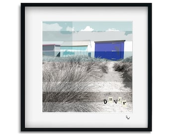DUVER HUTS text design photograph by Shore Shot Sue, Suzanne Whitmarsh Isle of Wight photo artist.Stripes. mounted photo art.
