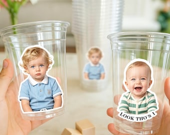 Custom Party Photo Cups 16oz, Personalized Plastic Cups with Text, Picture Party Favors for Birthday, Graduation, Events & Celebrations
