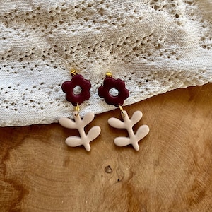 Handmade flower earrings in polymer clay