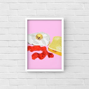 Disco For Breakfast • Nieoprawiony wydruk artystyczny, Oryginalne dzieło sztuki, Ilustracja cyfrowa, Sztuka ścienna, Funky wystrój domu, Sztuka disco