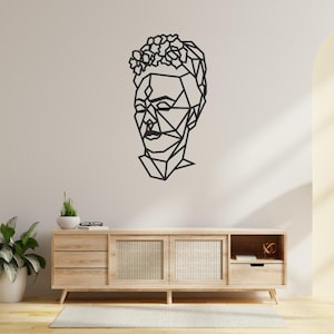 Frida Kahlo DXF File Geometric Metal Wall Art Modern Polygonal CNC Pattern Laser Cut Design SVG Silhouette Vector Panel Template