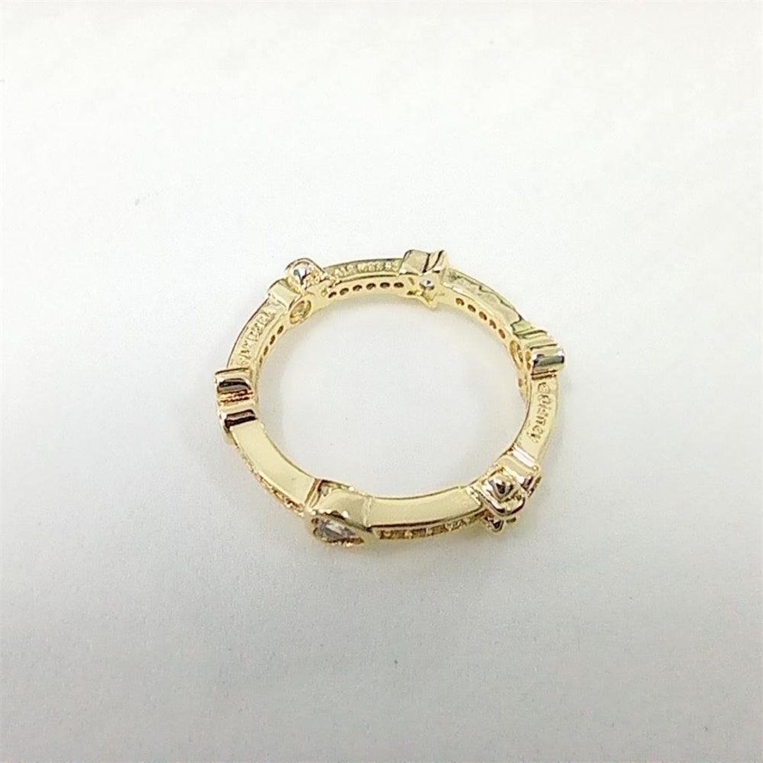 Pandora Mickey Mouse Minnie Mouse Sparkling Eternity Gold Ring Etsy