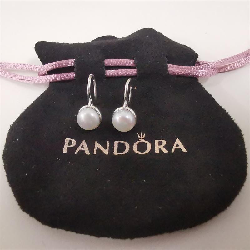 Pandora Silver Luminous Droplets White Pearl Earrings Etsy