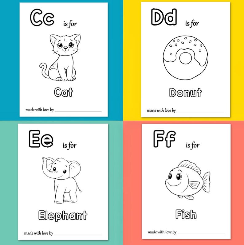 ABC Baby Shower Coloring Book Printable, Baby’s First Alphabet Book ...