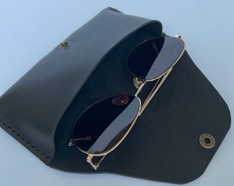 Leather glasses case | handmade in Ukraine | Black Genuine Leather