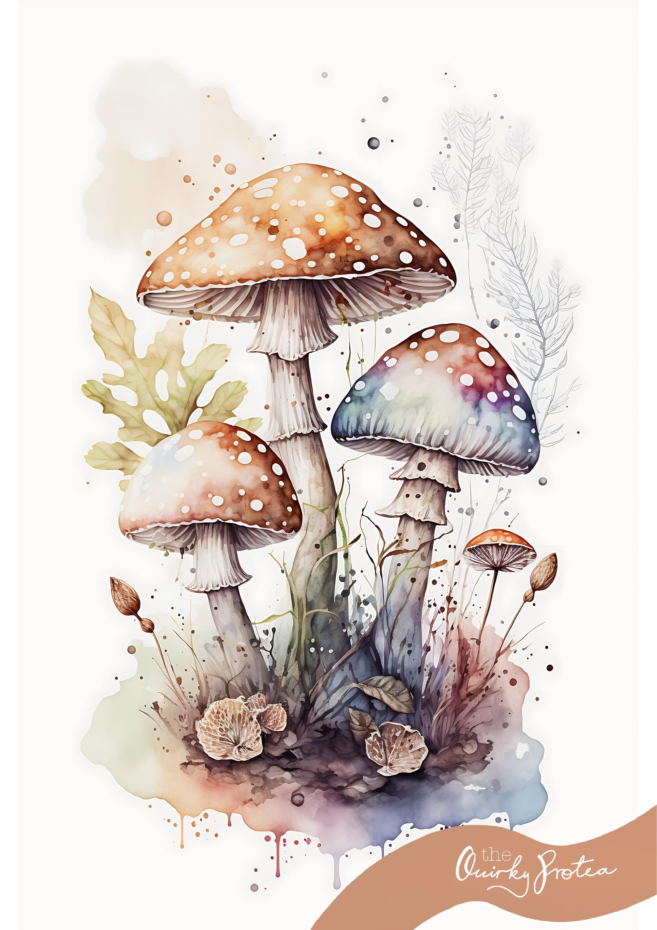 Toadstool Watercolor Print Set: Fungi Art (digital Download) - Etsy