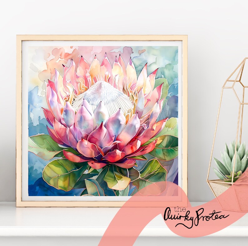 Protea Watercolor Art Prints South African Floral Set digital protea-watercolor-art-prints-south-african-floral-set-digital