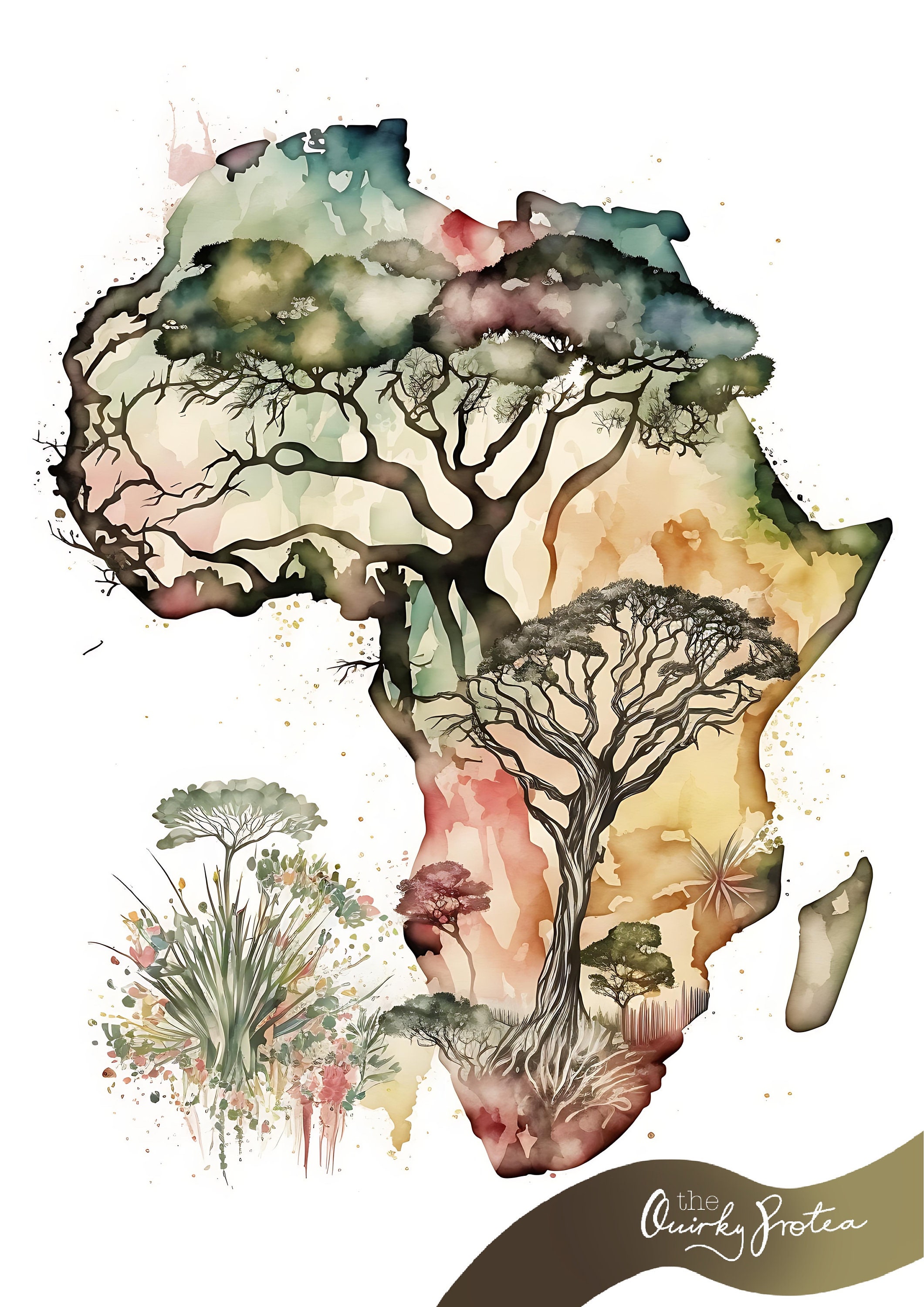 African Map Watercolor Art Prints, Set of 3 (digital Download) - Etsy UK