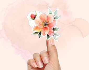 Pink Flower sticker Minimalist Unique Bookish Decor for Book Lovers Journal Enthusiast Book Clubs BookTok Bookstagram flower sticker booktok