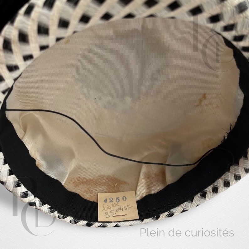 Chapeau ancien noir et blanc à voilette image 6