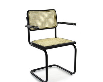 Workliving Bas Esszimmerstuhl - Rattan Design Schwarz - mit Armlehnen