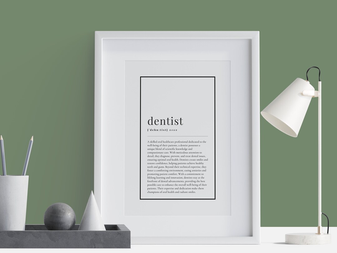 Dentist Definition Poster Digital Minimalist Gift for Dentist Dentist