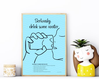 Drink Water Poster water drink reminder for stay hydrated poster for kitchen wall art gift for dietitian seriously drink more water