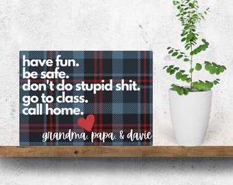 Funny College Student Tartan Plaid Canvas: Dorm Decor