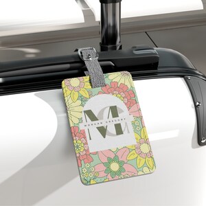 Etiqueta de equipaje personalizada, regalo preppy para ella, etiqueta de maleta, monograma de sombra, etiqueta de nombre de bolso, etiqueta de mochila, boda de destino, etiqueta de monograma