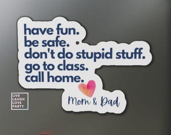 Personalized "Don't Do Stupid Stuff" Magnet, College Merch, Dorm Room Essentials