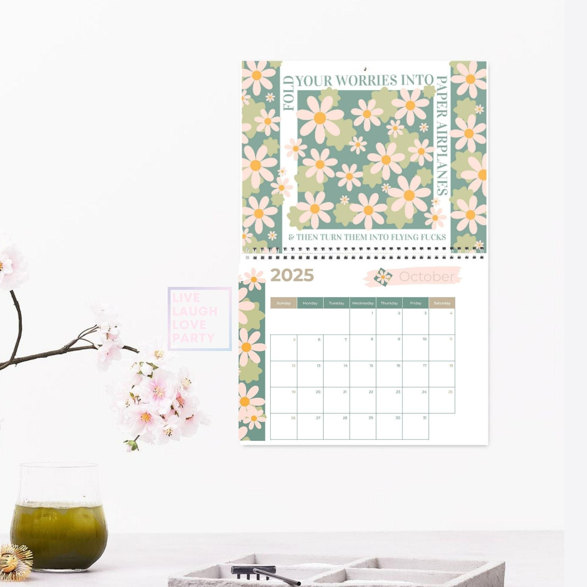 2025 Wall Calendar Swear Affirmations, Rude, Wall Calendar, Swear, Middle Finger, 2025 Calendar, Stocking Stuffer, Swear Bears, Fuck Cancer