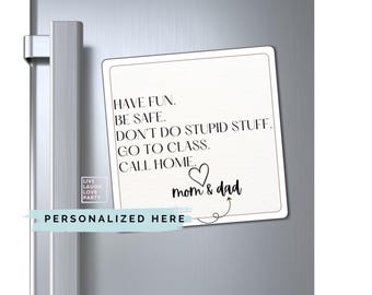 Funny Dorm Fridge Magnet, Note From Mom & Dad, College Gift