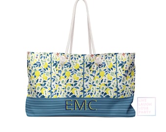 Bolsa de Mahjong personalizada: diseño chinoiserie de limón, bolso de playa