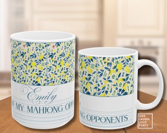 Taza de Mahjong personalizada: Lágrimas de mis oponentes, Limones Chinoiserie