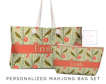 Bolsa de fin de semana Mahjong personalizada: bolso de viaje Chinoiserie