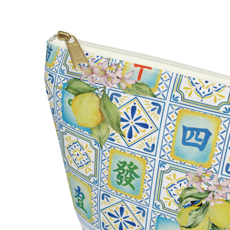 Monogrammed Mahjong Tile Tote Bag: Chinoiserie Lemon Print image 5