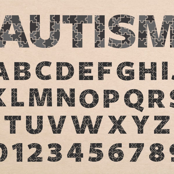 Autism Font Autism Puzzle Pont Autism Letters Autism Alphabet Letters Autism Letters Cut Files Autism Puzzle Letters Autism Font Cricut