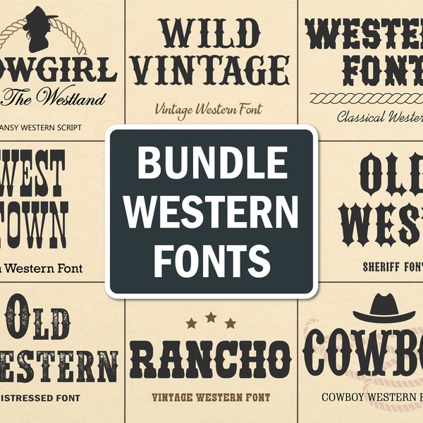 Western Font Bundle Wild West Font Old West Font Western Font Styles Cowboy Fonts Old Western Font Cowboy Western Font Western Script Font