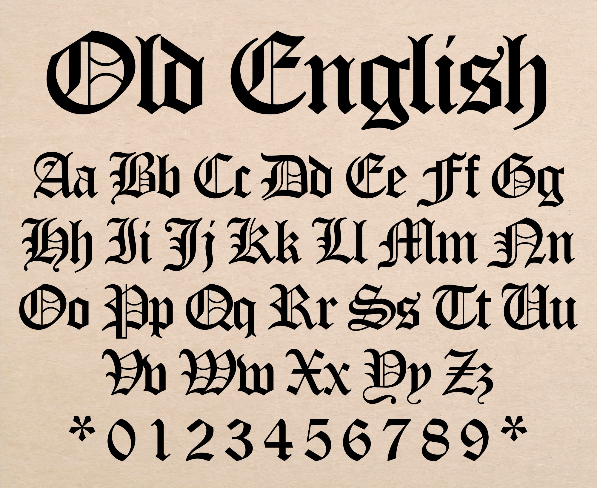 Old English Font Letters