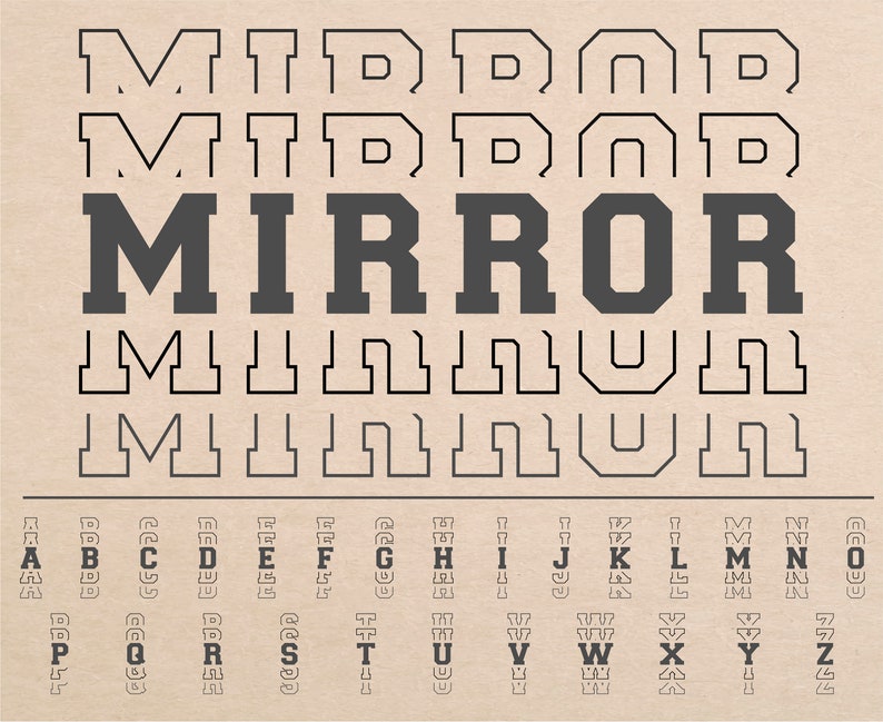 Mirror Font Mirror Letters Mirror Alphabet Echo Font Mirror Outline ...