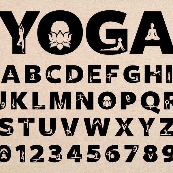 Yoga Font Yoga Letters Yoga Font Style Yoga Studio Font Yoga Class Font Namaste Svg Yoga Poses Svg Yoga Font Cricut Yoga Day Font Yoga Text