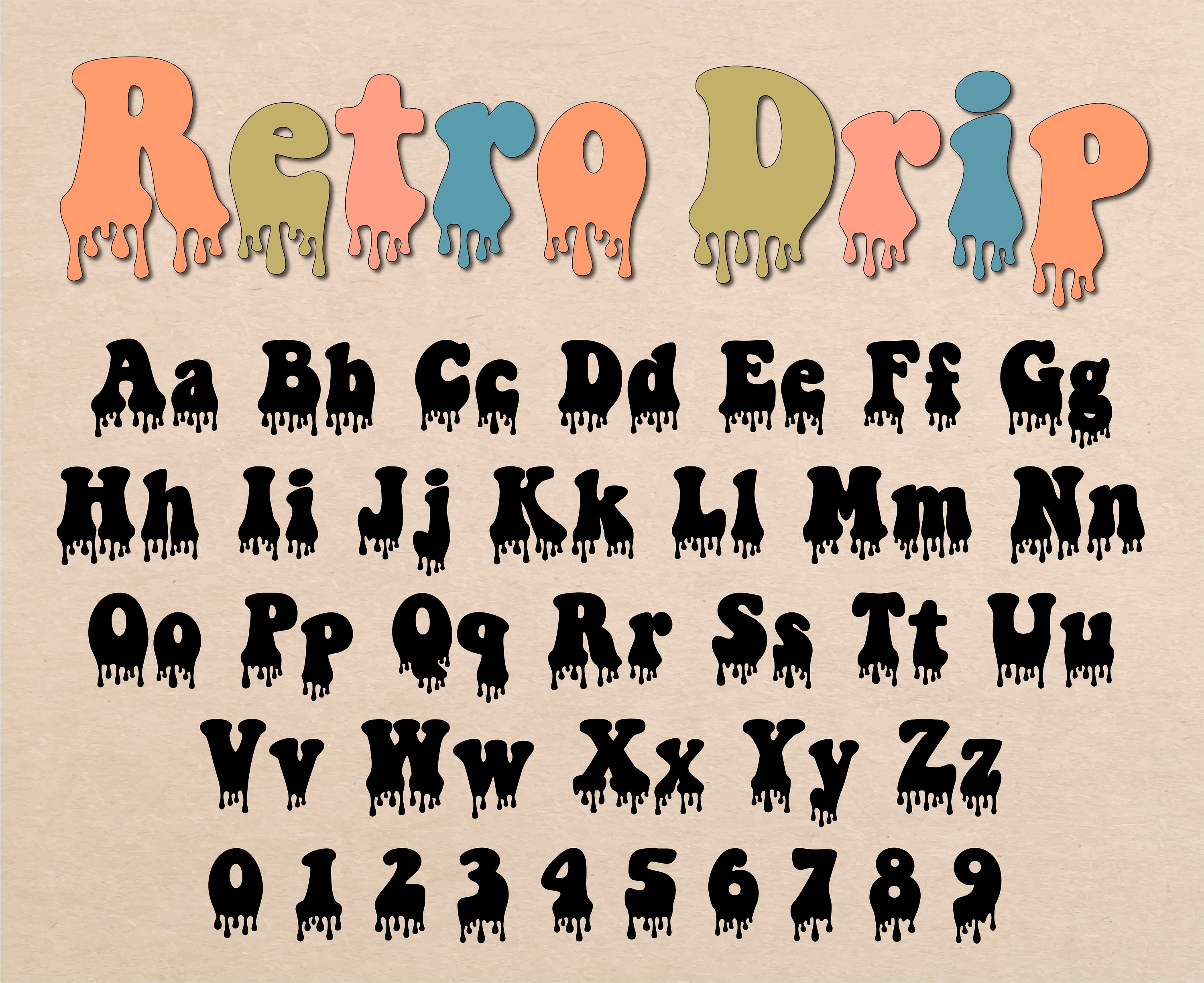 Drip Font Groovy Font Rerto Groovy Font Dripping Font Paint Drip Font
