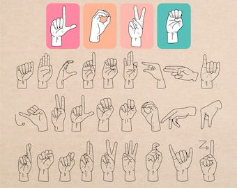 Lenguaje de señas americano Svg Fuente sorda ASL Svg Letras de mano Svg ASL Alfabeto Svg Lenguaje de señas Svg Lenguaje de señas de mano Svg Be Kind ASL Svg