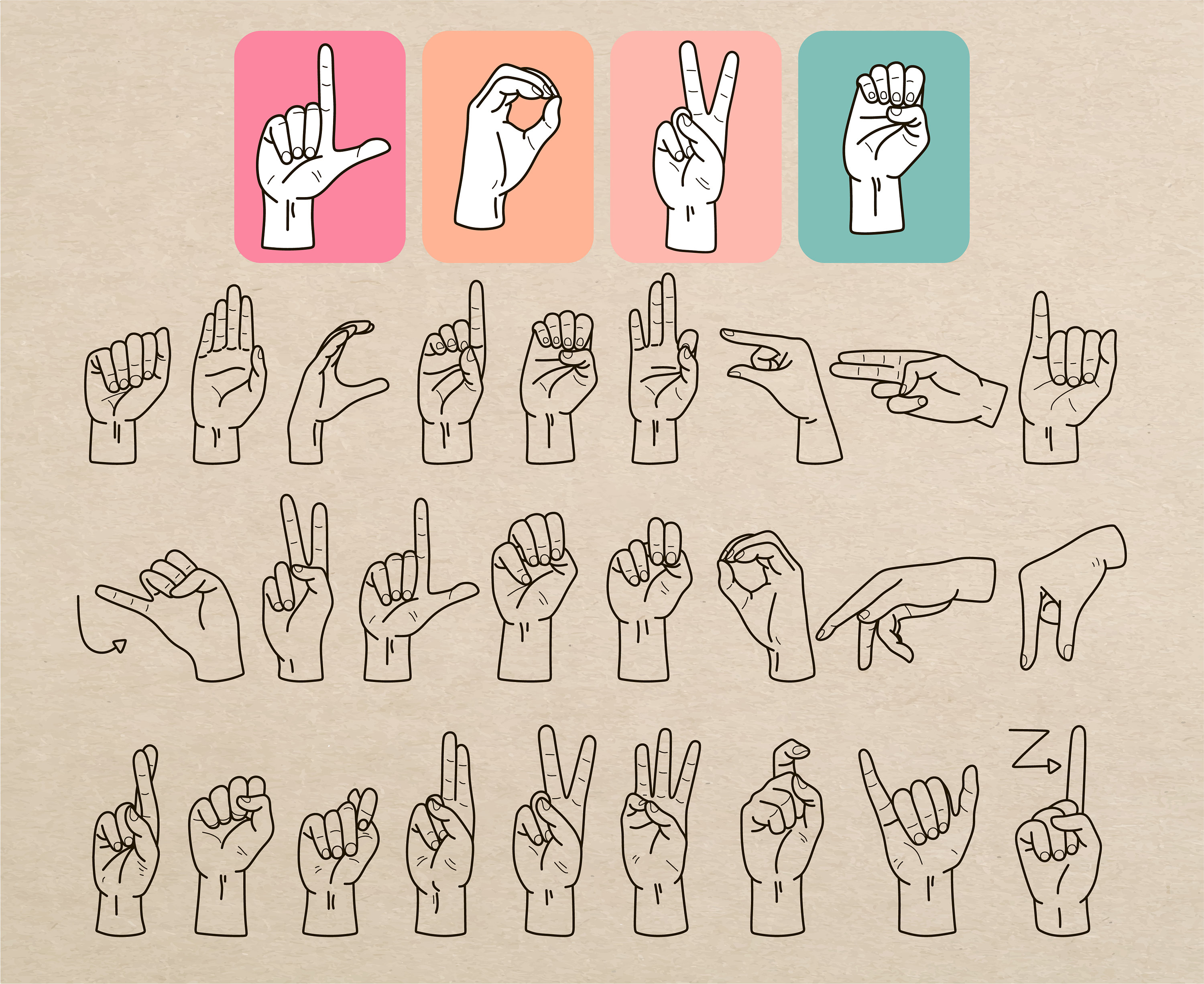 American Sign Language Svg Deaf Font ASL Svg Hand Letters Svg ASL