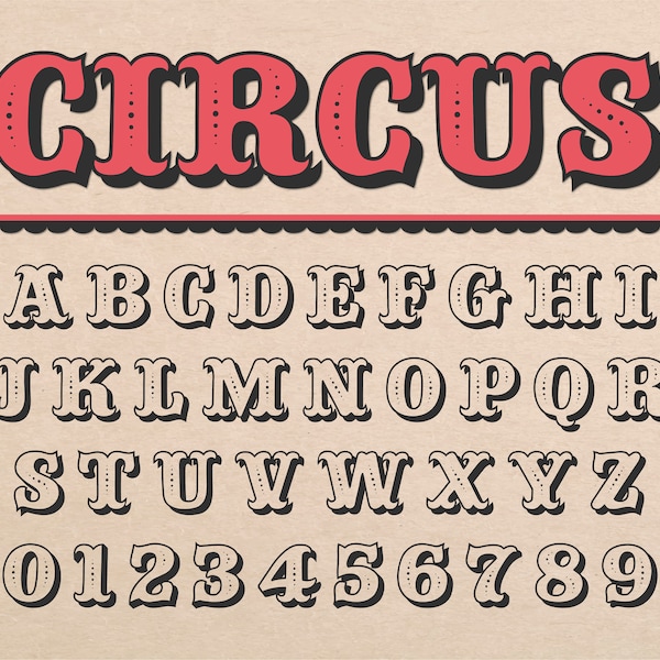 Circus Font Carnival Font Old Circus Font Vintage Circus Font Circus Style Font Carnival Letters Circus Letters Circus Letters Layred Svg