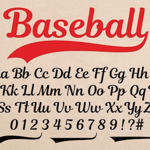 Carattere di baseball Carattere di softball Carattere di baseball con code Carattere corsivo di baseball Carattere di script di baseball Baseball Tails Svg Lettere di baseball Svg